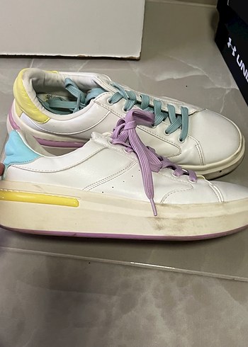 Renkli Bağcıklı Pastel Sneaker - Görsel 2