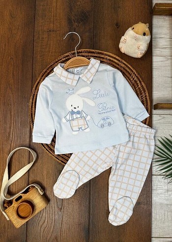 Mavi Baskılı Bebek Hastane Takımı ALT ÜST TAKIM MEVSİMLİK#bebek# - Görsel 2