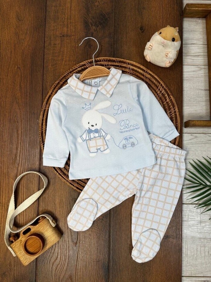 Mavi Baskılı Bebek Hastane Takımı ALT ÜST TAKIM MEVSİMLİK#bebek# - Görsel 2