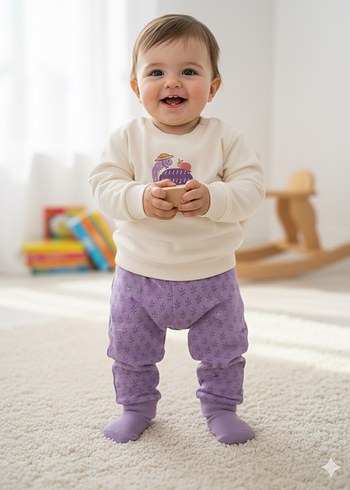 SIFIR Beyaz Baskılı Pamuklu Kız Sweatshirt#bebek#giyim# - Görsel 9