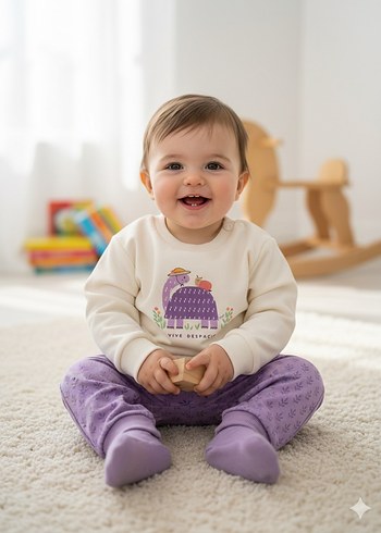 SIFIR Beyaz Baskılı Pamuklu Kız Sweatshirt#bebek#giyim# - Görsel 5