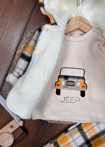 SIFIR KIŞLIK Bebek Erkek Ekose Desenli Kürklü 3lü takım - Görsel 9