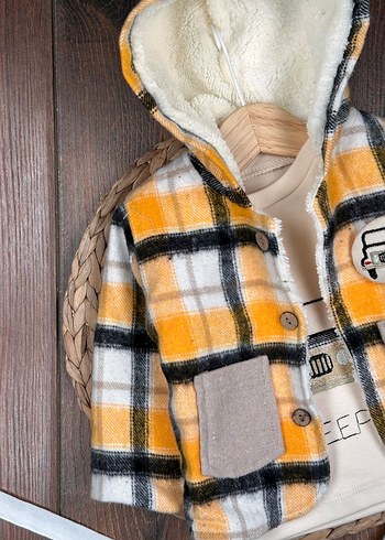 SIFIR KIŞLIK Bebek Erkek Ekose Desenli Kürklü 3lü takım - Görsel 10