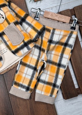 SIFIR KIŞLIK Bebek Erkek Ekose Desenli Kürklü 3lü takım - Görsel 11