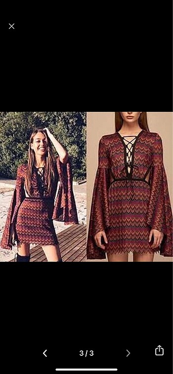 Raisa & Vanessa Mini elbise bordo