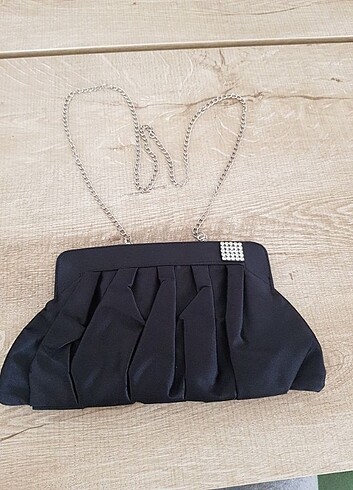 Siyah abiye askılı mini portföy el çantası clutch 