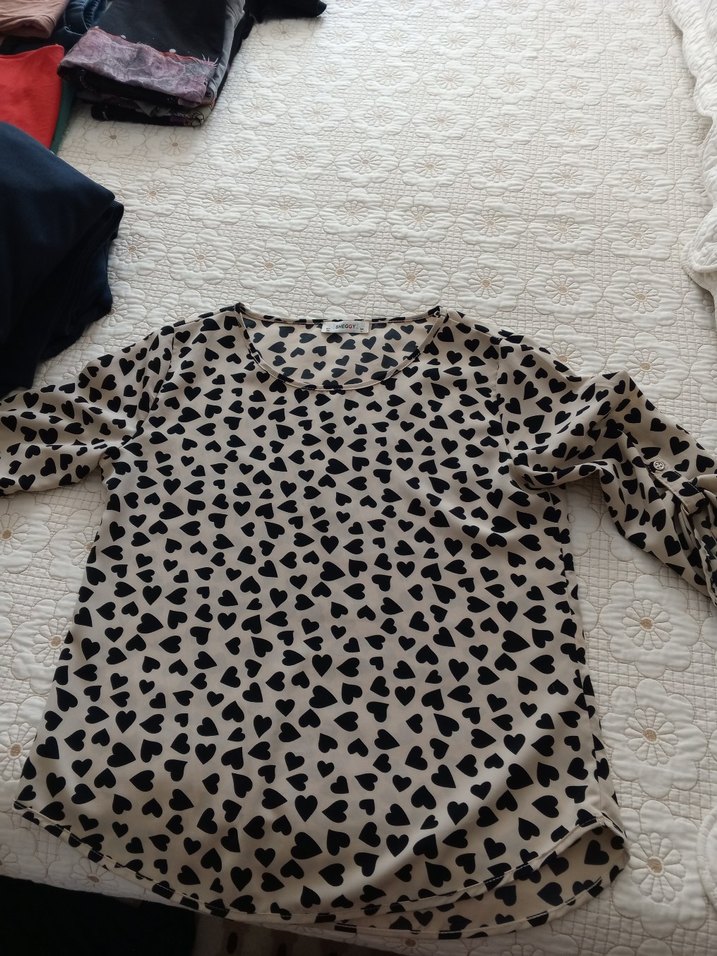 Bohem Kısa Kollu V Yaka Hamile Bluzu - Görsel 2