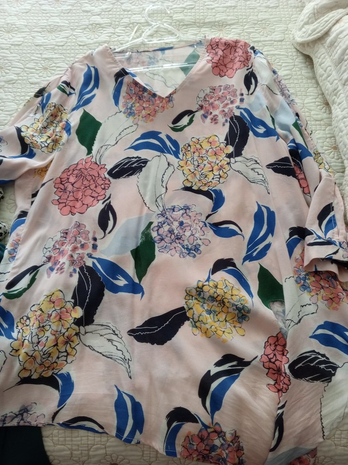 Bohem Kısa Kollu V Yaka Hamile Bluzu - Görsel 3