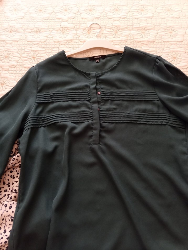 Bohem Kısa Kollu V Yaka Hamile Bluzu - Görsel 5