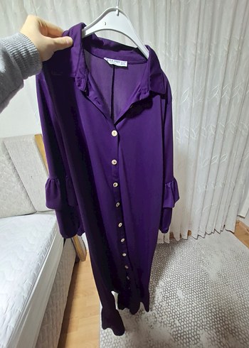 Mor Uzun Kollu Salaş Kadın elbiseee - Görsel 2