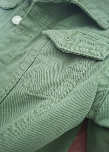 Düğmeli Yeşil Kadın Kot Ceket - Görsel 3