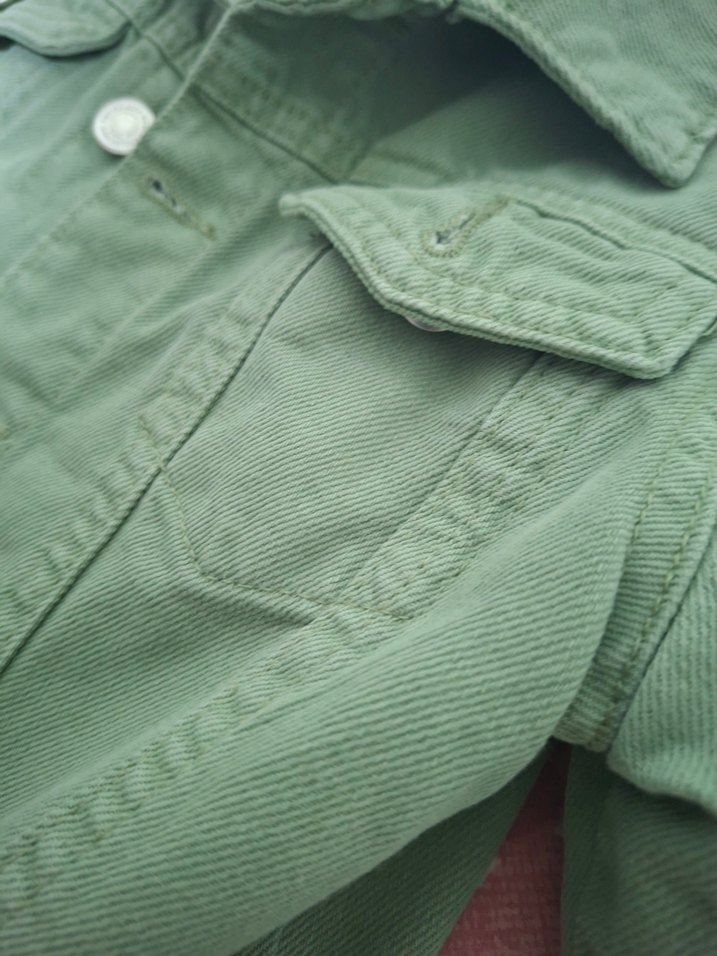 Düğmeli Yeşil Kadın Kot Ceket - Görsel 3