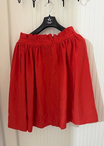 Kırmızı Midi  etek - Görsel 4