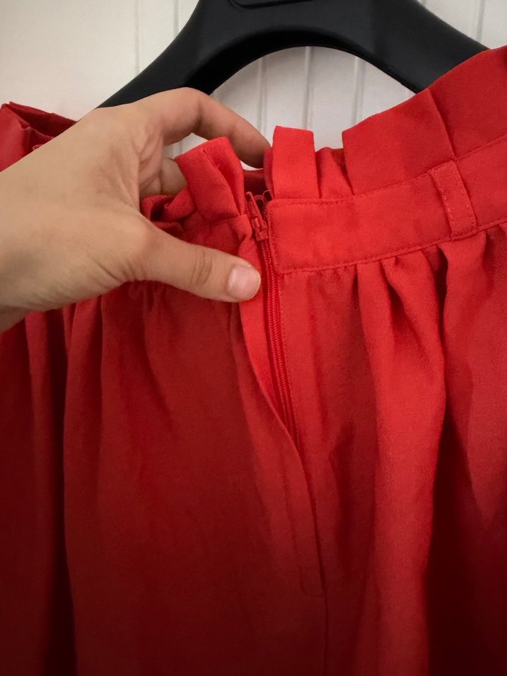 Kırmızı Midi  etek - Görsel 5