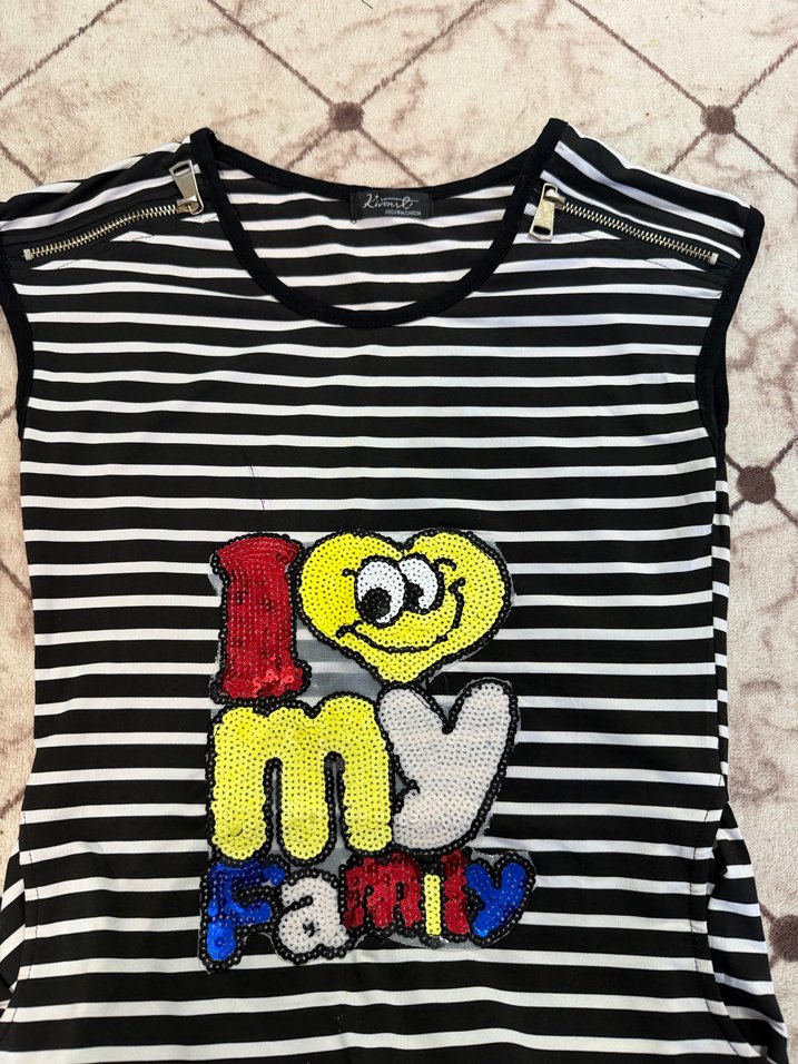 Çizgili,baskili mini elbise - Görsel 3