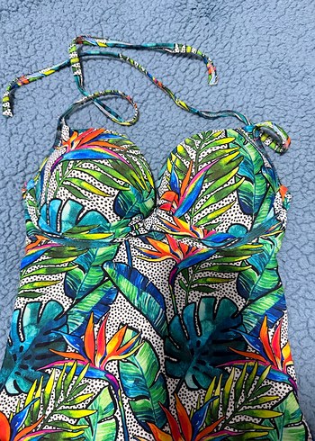 Panti Renkli Tropikal Desenli Kadın Mayo - Görsel 3