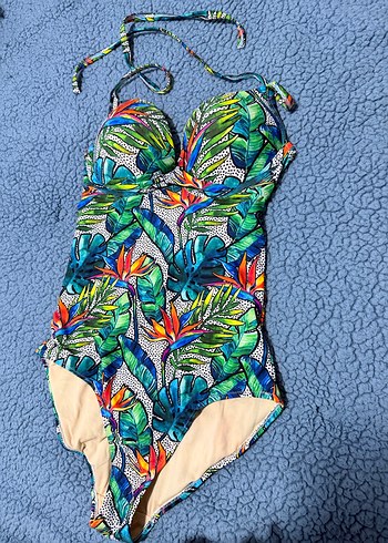 Panti Renkli Tropikal Desenli Kadın Mayo - Görsel 5