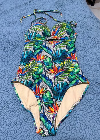 Panti Renkli Tropikal Desenli Kadın Mayo - Görsel 4