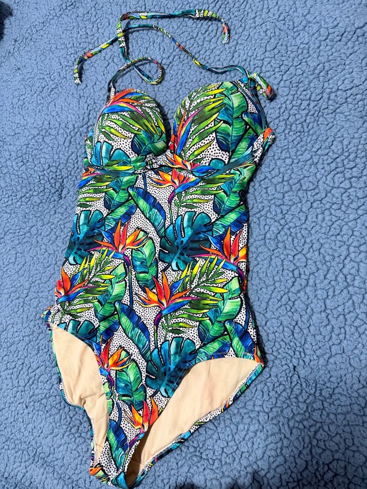 Panti Renkli Tropikal Desenli Kadın Mayo - Görsel 5