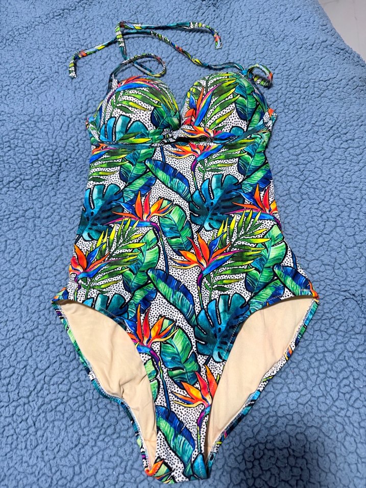 Panti Renkli Tropikal Desenli Kadın Mayo - Görsel 2