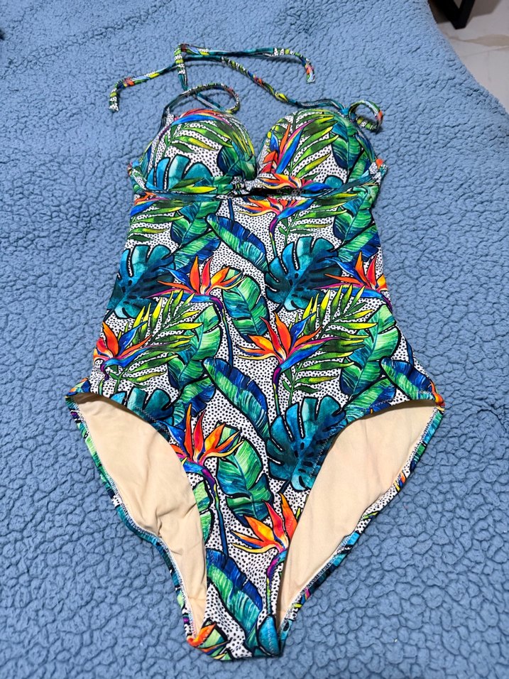 Panti Renkli Tropikal Desenli Kadın Mayo - Görsel 4