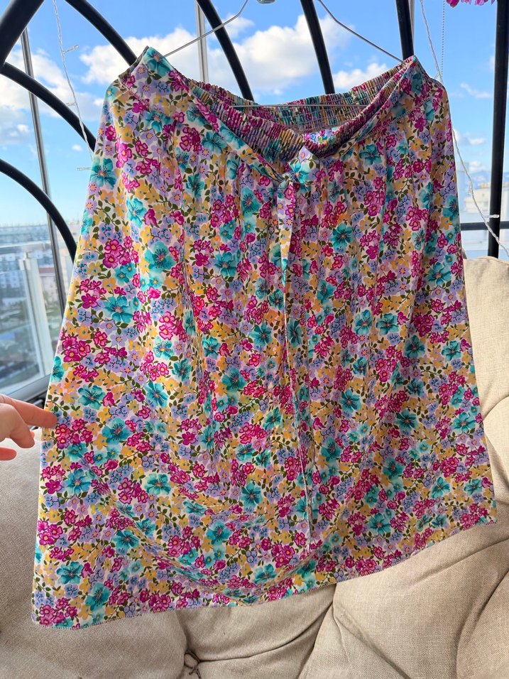 Renkli Bohem Midi Hamile Etek - Görsel 2