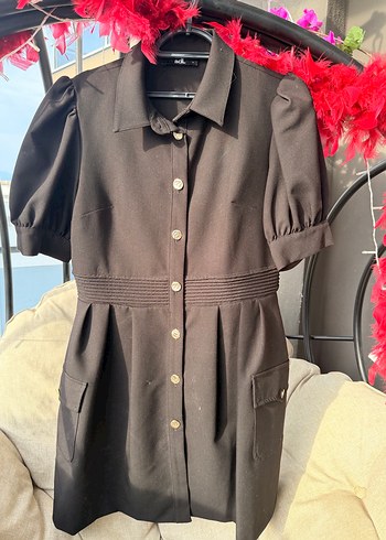 Adl Düğmeli Kısa elbise siyah - Görsel 2