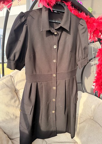 Adl Düğmeli Kısa elbise siyah - Görsel 3