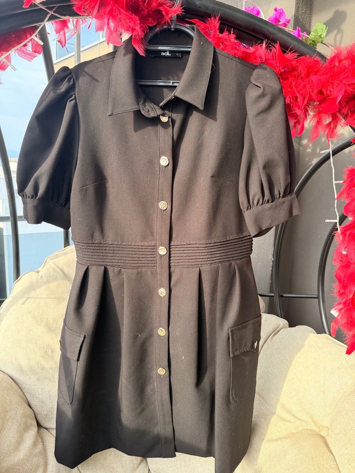 Adl Düğmeli Kısa elbise siyah - Görsel 2