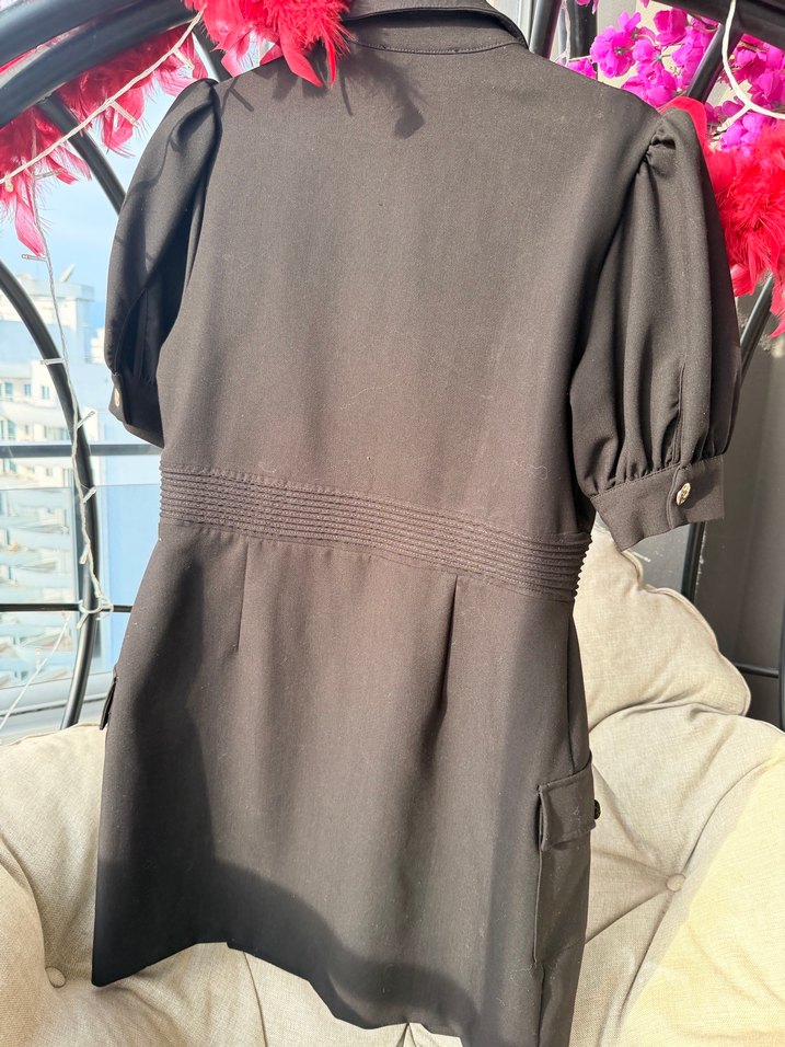 Adl Düğmeli Kısa elbise siyah - Görsel 5