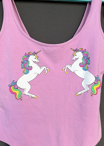Pembe Unicorn Baskılı kadin body - Görsel 2