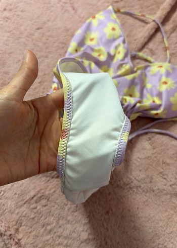 Mor Bağcıklı Çiçek Desenli Kadın Mayo - Görsel 4