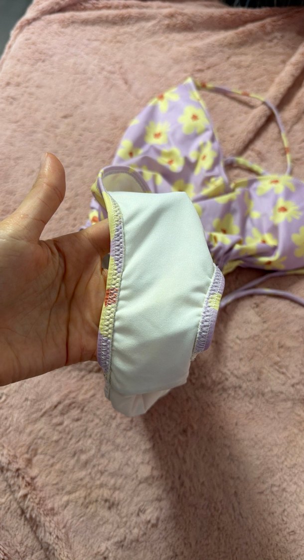 Mor Bağcıklı Çiçek Desenli Kadın Mayo - Görsel 4