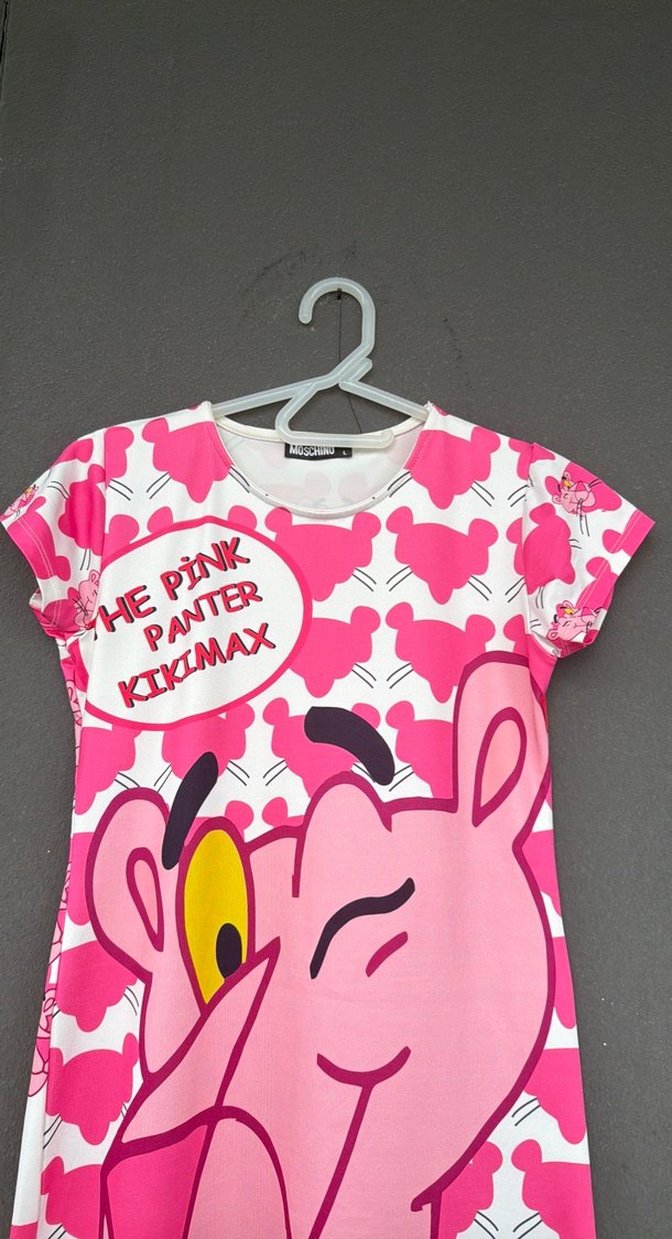 Pembe Panter Baskılı mini elbise - Görsel 2