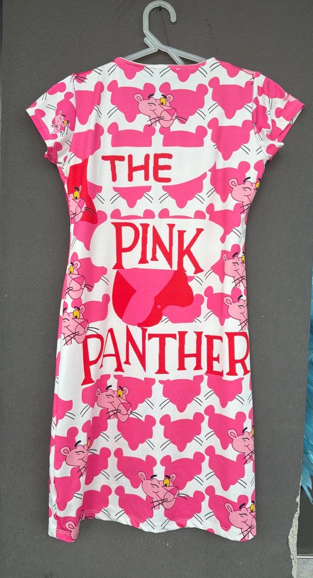 Pembe Panter Baskılı mini elbise - Görsel 3