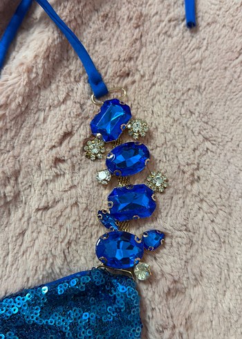 Mavi Payetli taşli Mini Bikini Takımı - Görsel 4