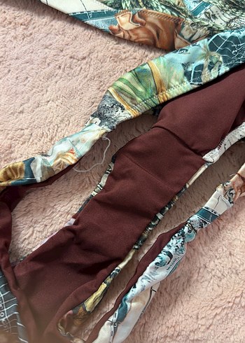 Bohem Desenli Kahverengi Mini Bikini takim - Görsel 4
