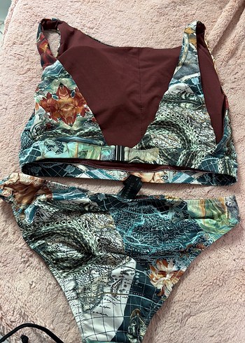 Bohem Desenli Kahverengi Mini Bikini takim - Görsel 5