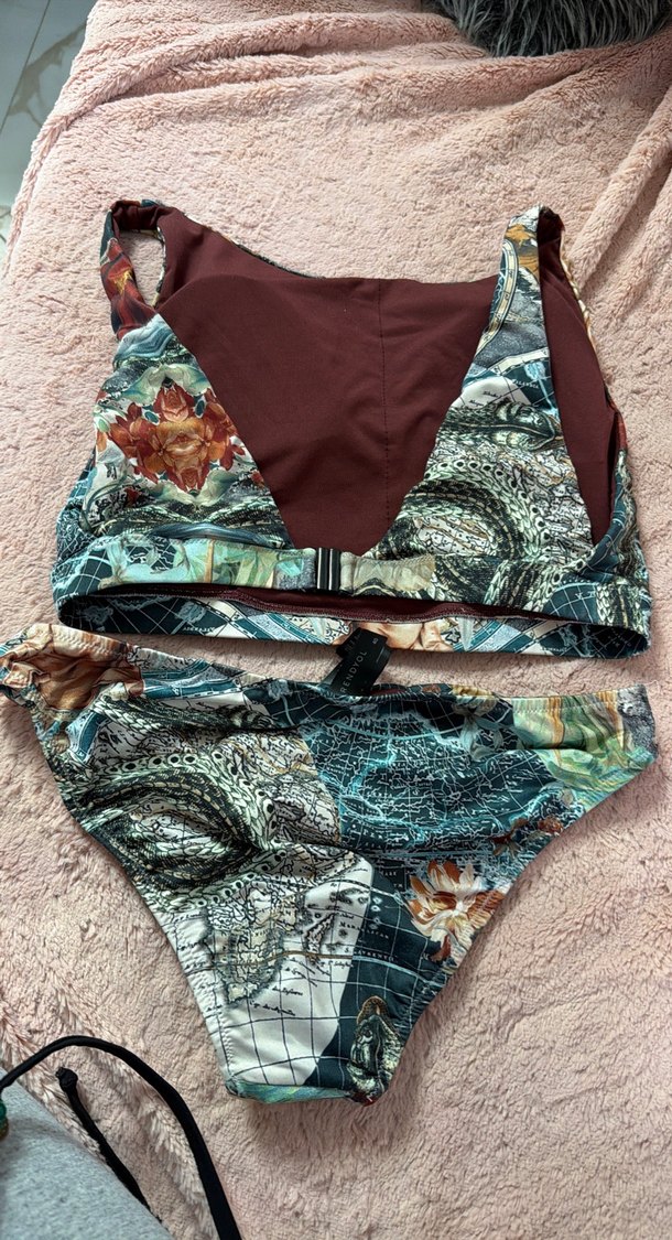 Bohem Desenli Kahverengi Mini Bikini takim - Görsel 5