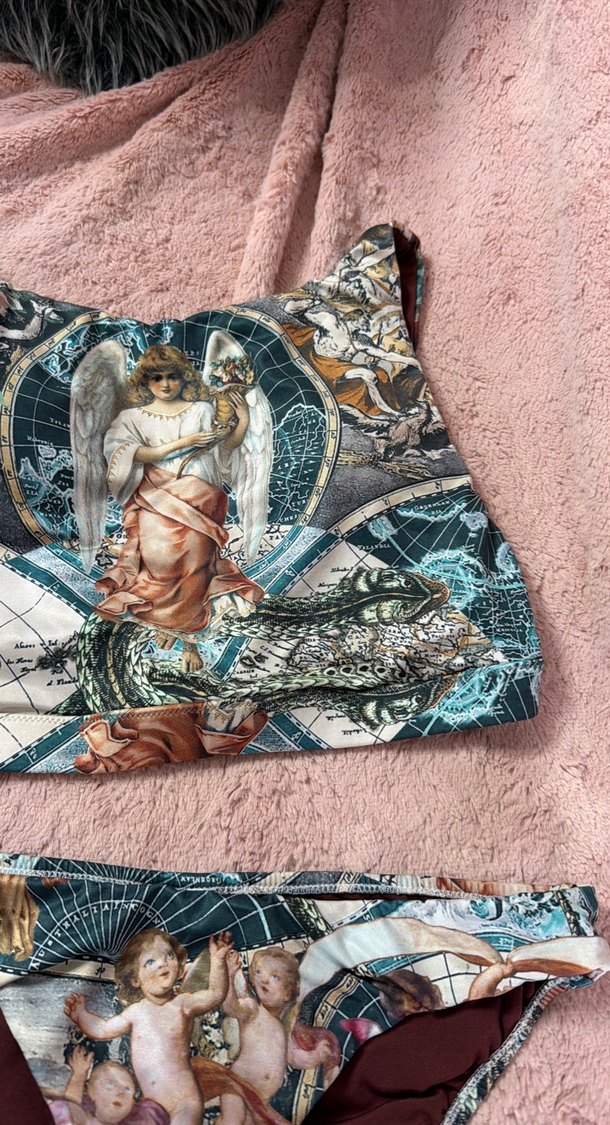 Bohem Desenli Kahverengi Mini Bikini takim - Görsel 3