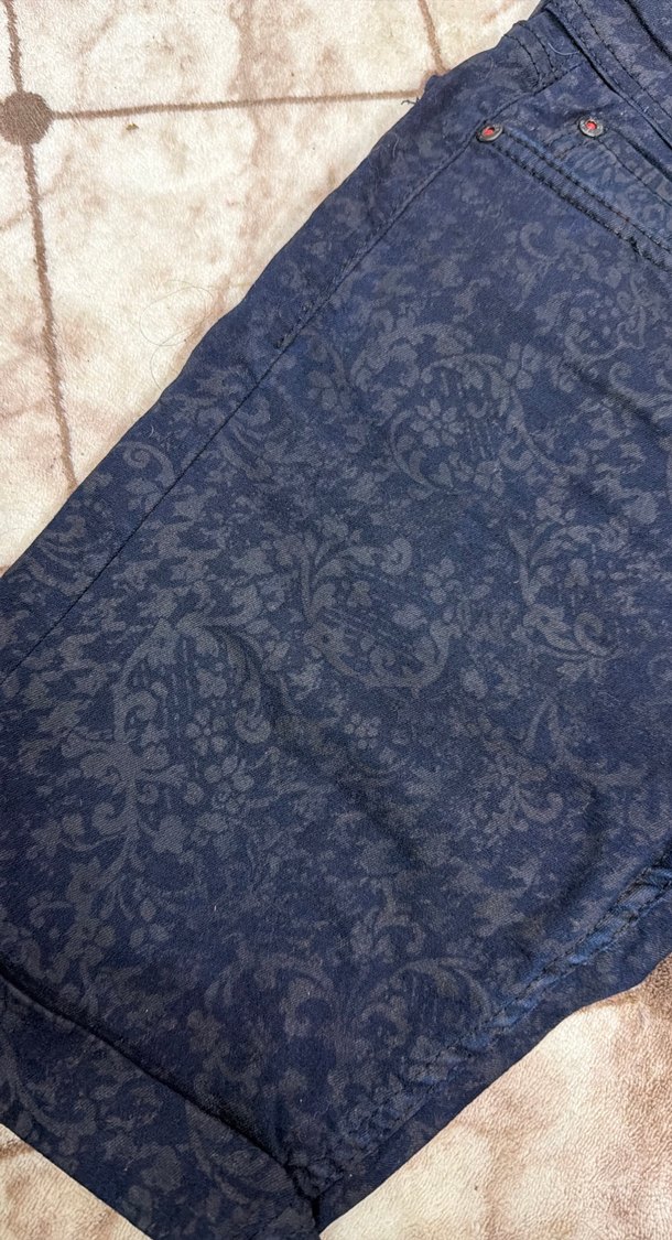 Erkek Lacivert Baskılı Kısa Kot Şort - Görsel 5