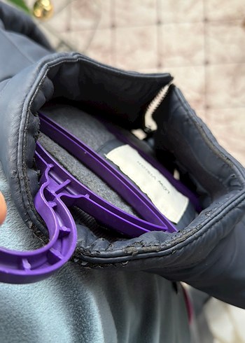 Deri lacivert mont - Görsel 5