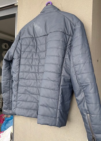 Deri lacivert mont - Görsel 4