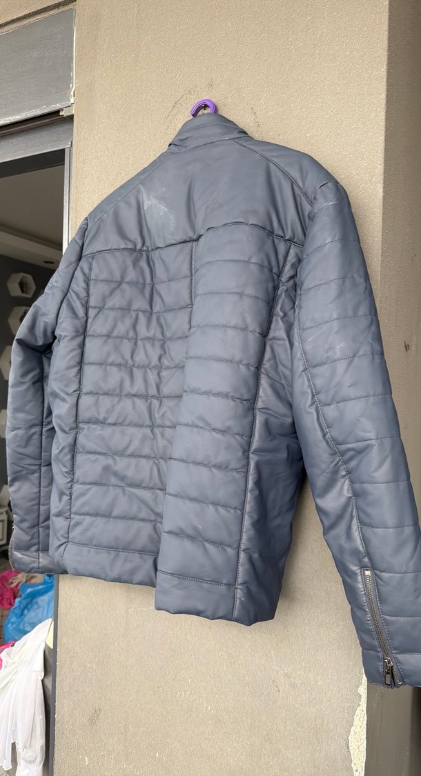 Deri lacivert mont - Görsel 4