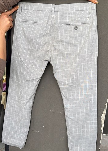 Düğmeli Gri Erkek Pantolon - Görsel 3