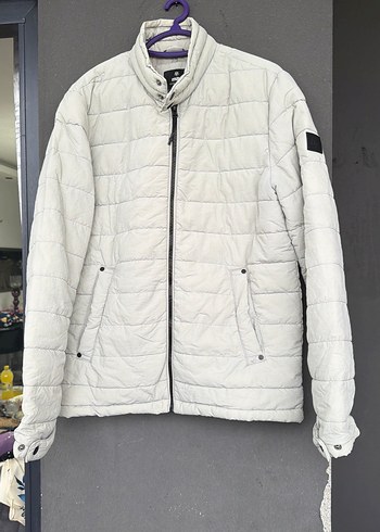 Gri Beyaz Fermuarlı Erkek Mont - Görsel 3