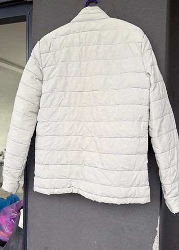 Gri Beyaz Fermuarlı Erkek Mont - Görsel 5