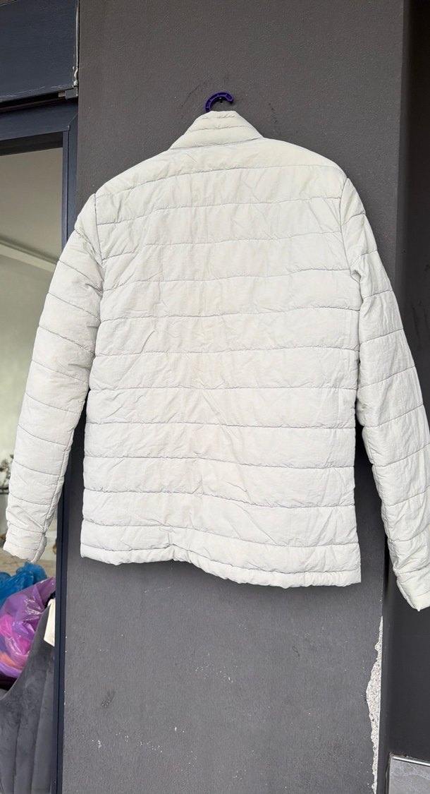 Gri Beyaz Fermuarlı Erkek Mont - Görsel 5