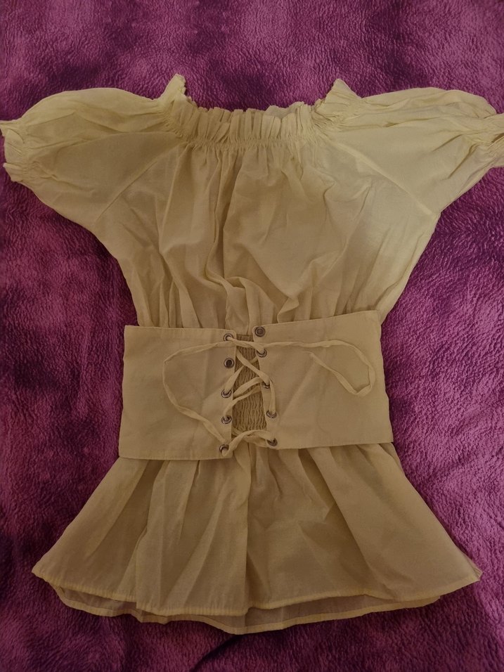 Sarı Straplez Bohem Bluz - Görsel 2