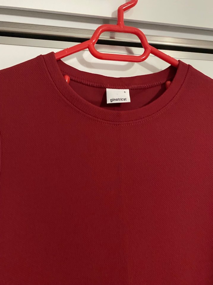 Bordo Uzun Kollu Salaş Midi Tunik - Görsel 2